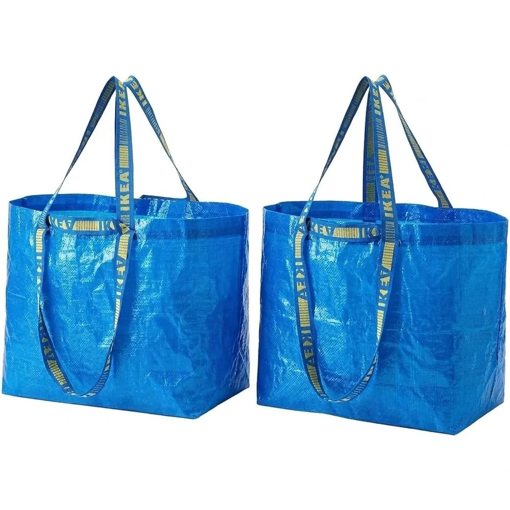 IKEA FRAKTA Blue Storage Shopping Bags Set of 2 Large Reusable Tote 206.111.08
